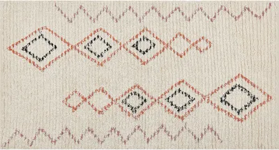 Zdjęcie produktu dla BELIANI Dywan beżowy bawełniany 80 x 150 cm prostokątny geometryczny wzór salon sypialnia