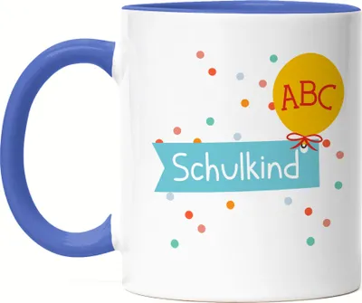 Produktbild von Schulkind Tasse Blau Einschulungsgeschenk Luftballon Grundschule 1. Klasse