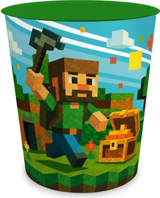 Produktbild von itenga Papierkorb für Kinder - Motiv Blockgame PIXEL - ca. 11 Liter