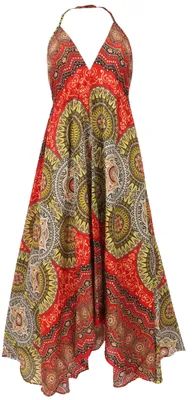 Produktbild von Boho Sommerkleid, Magic Dress, Maxikleid, Neckholder Strandkleid - Rot, Damen, Grün, Viskose, Kleider