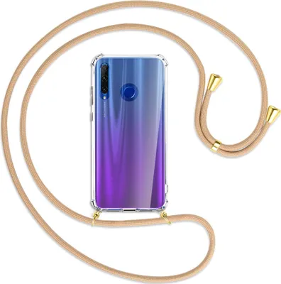 Produktbild von Handykette Backcover-Schutzhülle mit Band (Metall goldfarben) für Honor 20 Lite / 20e - beige