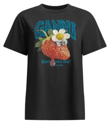 Image de Ganni t-shirt femme noir en coton - S
