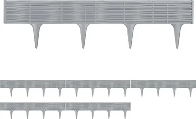 Image de DEUBA® Bordure de jardin plastique 3,90m résistante intempéries UV piquet terre parterre plate-bande délimitation design clôture prairie gris