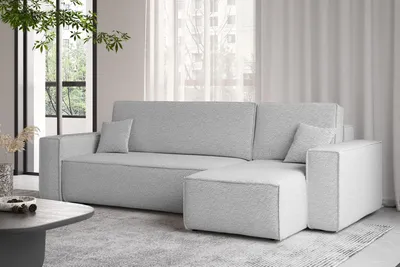 Produktbild von Kaiser Möbel Ecksofa mit schlaffunktion und bettkasten, Ecksofa L-Form, Eckcouch L-Form BEST stoff Abriamo Rechts Hellgrau