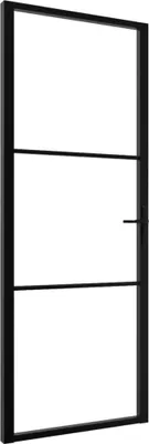 Obrázok produktu pre Interiérové dvere, ESG sklo a hliník 76x201,5 cm, čierne