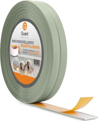 Produktbild von QUEST Weichsockelleiste selbstklebend 10x10mm, 5m mm, PVC-Kunststoff, Schaumklebeband, für Küche und Bad, Dichtungsband, hellgrün