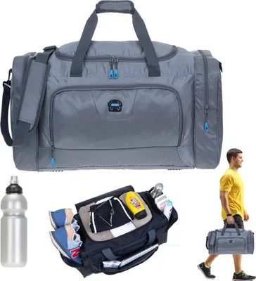 Produktbild von Sporttasche Reisetasche groß Elephant Trainer Large 55 cm 40 Liter Saunatasche Fitnesstasche Freizeittasche Fußball Gymbag Tasche 1243 Grau + Flasche