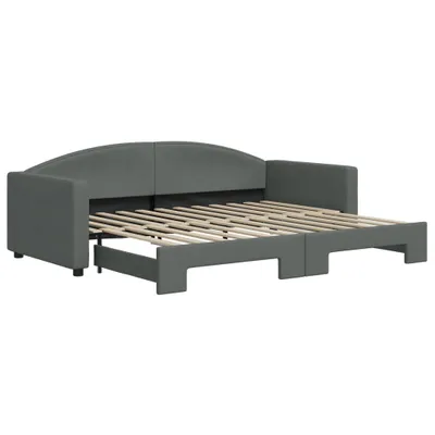 Image de Lit de jour avec gigogne sans matelas gris foncé 90x200 cm