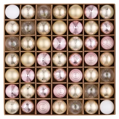 Produktbild von Christbaumkugeln - 49 Stück Set mit Aufhängern - Weihnachtsbaumschmuck - Rosa Gold Ø 3 cm