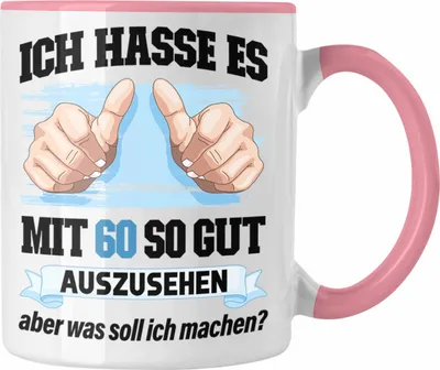 Produktbild von Trendation -  60. Geburtstag Tasse Frau Männer Geschenk 60er Geschenkidee 60 Mutter Vater Mann Frauen Lustig Geschenke Deko (Rosa)