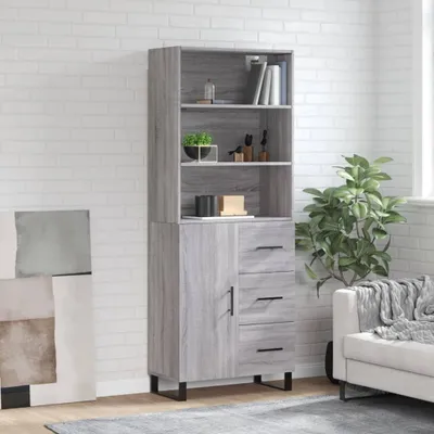 Produktbild von vidaXL Highboard Grau Sonoma 69,5x34x180 cm Holzwerkstoff