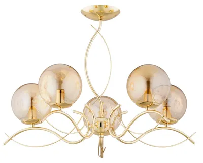 Obrázok produktu pre Luster ELITA, zlatý a jantárový, 5xE14x10W, kov, rozmery: 49x68x68 cm, IP20, Alfa