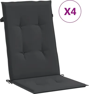Produktbild von Gartenstuhlauflagen für Hochlehner 4 Stk. Schwarz 120x50x3 cm
