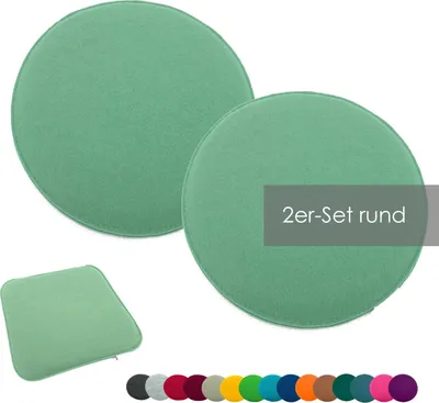 Produktbild von heimtexland ® Sitzkissen Set Filz Stuhlkissen Stuhlauflage Filzkissen Stuhl Polster Kissen Typ631 2er Set 35 cm Rund Mint