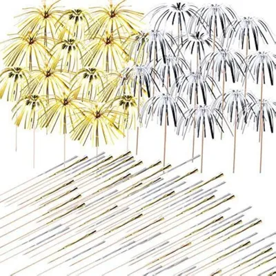 Produktbild von Cocktail Picks Feuerwerk 200 Stück Gold Silber Bambus 23 cm