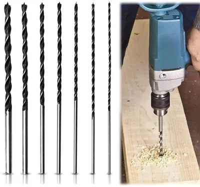 Productafbeelding van 7-delige Lange Houtboor Set - Universele Spiraalboren 4 t/m 12 mm met Lange Schacht (300 mm)