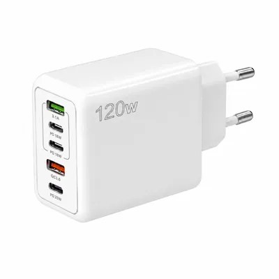 Produktbild von 120W USB-C Schnellladegerät – 5-Port Schnellladeadapter (1x USB-C 25W PD, 2x USB-C 18W PD, 2x USB 3.0 QC 15,5W) für Smartphone & Tablet