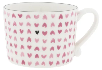 Produktbild von Tasse, Becher Hearts all over Herzen weiß rosa 300ml Keramik Bastion Collections