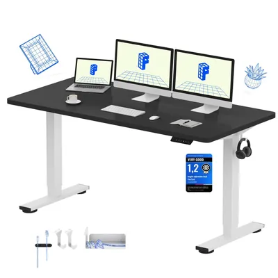 Obrázek produktu pro FLEXISPOT EN1 Výškově nastavitelný stůl 160 x 80 cm, nosnost 100 kg, s ochranou proti kolizím, jednodílná deska stolu, 4 paměťové funkce (černá)