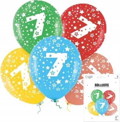 Produktbild von Ein Set Bunter Luftballons Mit Der Zahl 7 Für Eine Geburtstagsparty