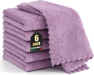Produktbild von Mikrofasertücher Set 6 Stück 30x30 cm Lila - Saugfähige Putzlappen Autopflege Küchentücher
