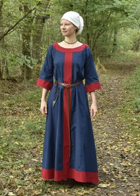 Produktbild von Mittelalterkleid Gudrun, blau/rot - Wikingerkleid Mittelalter Wikinger LARP Kleid Kostüme Damen Größe: S