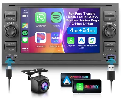 Imagen del producto de Radio para coche de 7 pulgadas, inalámbrica, compatible con CarPlay y Android Auto - 2-DIN, con Bluetooth, USB, WiFi y GPS