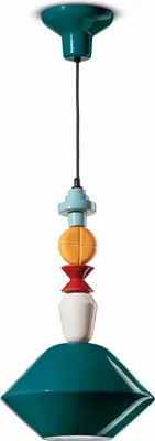 Produktbild von Pendelleuchte Keramik E27 Petrol Bunt Retro Keramikleuchte