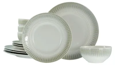 Produktbild von CreaTable, 24494, Celadon Beige, Tellerset 12-tlg, Steinzeug