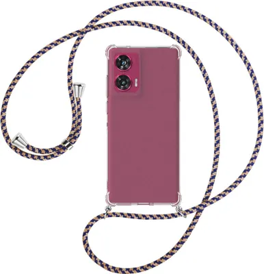 Produktbild von Handykette Backcover-Schutzhülle mit Band (Metall silberfarben) für Motorola Edge 50 Fusion 5G - blau+beige