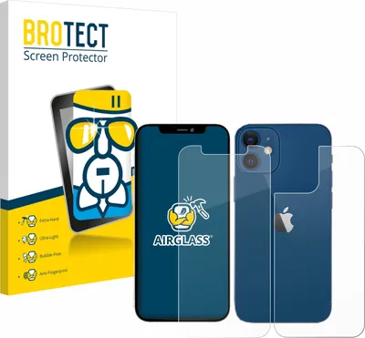 Produktbild von BROTECT Schutzglas für Apple iPhone 12 / 12 Pro (Vorder + Rückseite) Schutzfolie Panzer Folie Glas Display Schutz klar