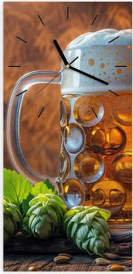 Produktbild von Wanduhr aus Glas mit Motiv Bierkrug- 30 x 60 cm - inkl. Aufhängesystem
