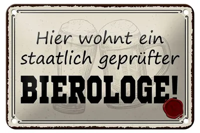 Produktbild von Blechschild Spruch 18x12cm Bier hier wohnt Bierologe Dekoration