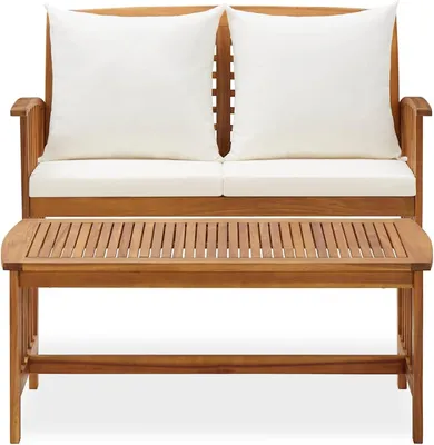 Obrázek produktu pro Vintageový set nábytku z akáciového dřeva pro zahradu a terasu, krémově bílá barva, rozměry 119x67x83 cm