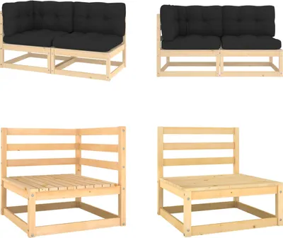 Immagine prodotto di vidaXL Set da salotto da giardino in 2 pezzi con cuscini in legno di pino massiccio - Set da salotto da giardino - Set da salotto - Set da salotto
