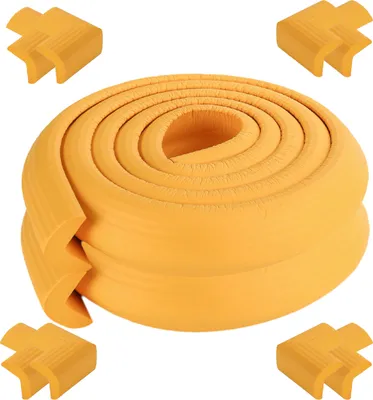 Produktbild von [2er-Pack] 2 Meter Länge L Form Tischkantenschutz Baby Proector + 8 Ecken (Orange) Weich ungiftig