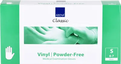 Produktbild von ABENA® Classic Vinyl Einweghandschuhe, Transparent, Box = 100 Stück, Größe S, PUDERFREI Untersuchungshandschuhe unsteril