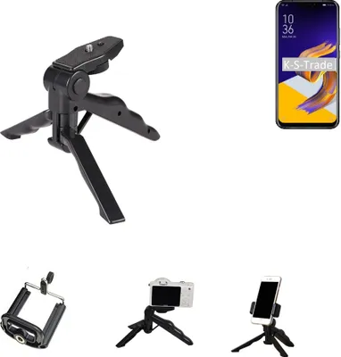 Produktbild von K-S-Trade Stativ Tisch-Ständer Dreibein Handy-Stativ Ständer kompatibel mit Asus ZenFone 5 (2018) Mini-Stativ Smartphone Tripod Handy-Stativ aus