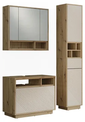 Obrázek produktu pro Sada koupelnového nábytku Vicco Beatrice Kašmír/Řemeslný dub 3dílná, Model 61319