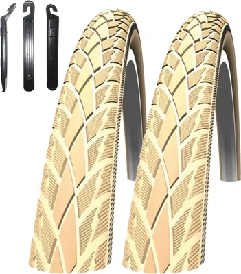 Immagine prodotto di 2 pneumatici per bicicletta Schwalbe Road Cruiser 26" Reflex Creme 47-559 (26 x 1,75) incl. 3 leve per pneumatici