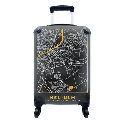 Produktbild von MuchoWow® Koffer Handgepäck Trolley Rollkoffer Kleine Reisekoffer mit 4 Rollen - Gold - Deutschland - Karte - Neu Ulm - Cabin Size < 55x40x23 cm & 55x40x20 cm - Fotokoffer - Kabinenkoffer - Boardgepäck - Reise-Box - Reisekoffer - Reisegepäck - Koffer mit Bild - Trolley für Kinder