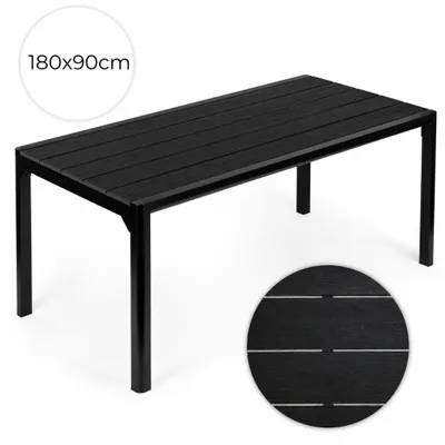 Zdjęcie produktu dla Duży czarny stół ogrodowy, 8-osobowy, 180×90 cm