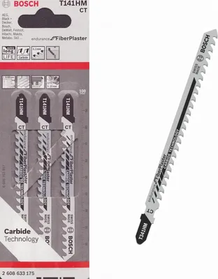 Produktbild von Bosch 2 608 633 176, Stichsägeblatt, Faserplatte, Glasfaserverstärkter Kunststoff, Gipskarton, Hartmetall, Schwarz, 4,3 mm, 13,2 cm