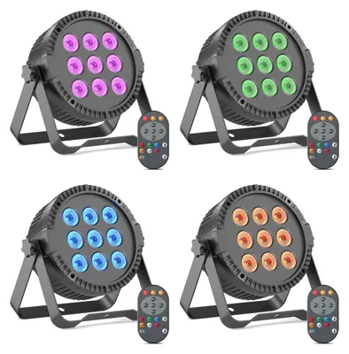 Produktbild von 4er-Set LED-PAR-Scheinwerfer - Bühnenbeleuchtung - 90 W - 9 x 10 W RGBW-LEDs - DMX512 - Fernbedienung - 220 V