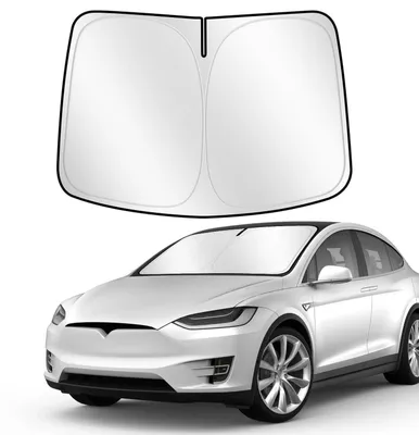 Productafbeelding van Zonnescherm voor de voorruit van een Tesla Model Y/3, met UV-bescherming, opvouwbaar, 132x92 cm