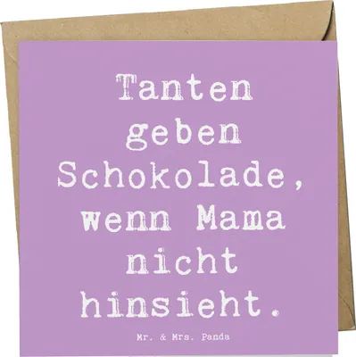 Produktbild von Mr. & Mrs. Panda Grußkarte Spruch Tante Schokolade - Lavendeltraum - Geschenk, Spaß, Glückwunschkarte, Geschenke, Nichte, Liebe, Neffe, faltkarte, doppelkarte, Freuden