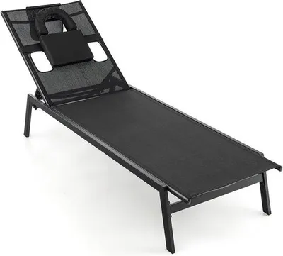 Produktbild von Famanu Liegestuhl verstellbar mit Gesichtsöffnung und abnehmbarem Kissen - Schwarz