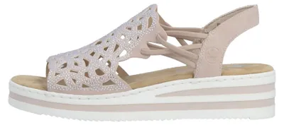 Produktbild von Rieker Damen Hochfront Sandale mit Strass Plateau und Keilabsatz V0241, Größe:41 EU, Farbe:Rosa