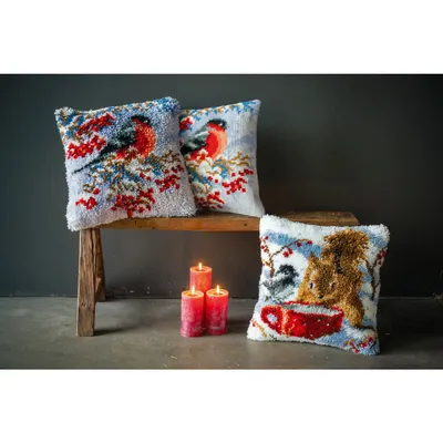 Produktbild von Vervaco Kissen "Winterlicher Fasan", Kreuzstich-Muster mit vorgezeichnetem Design, 40x40 cm
