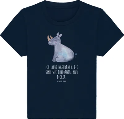 Produktbild von Mr. & Mrs. Panda Babyshirt Einhorn Nashorn 12. - 18. Monat - French Navy - Geschenk, Baby Oberteil, Kinder T-Shirt, Top, Nashörner, , Unicorn, Zoo, Regenbogen, Glitzer